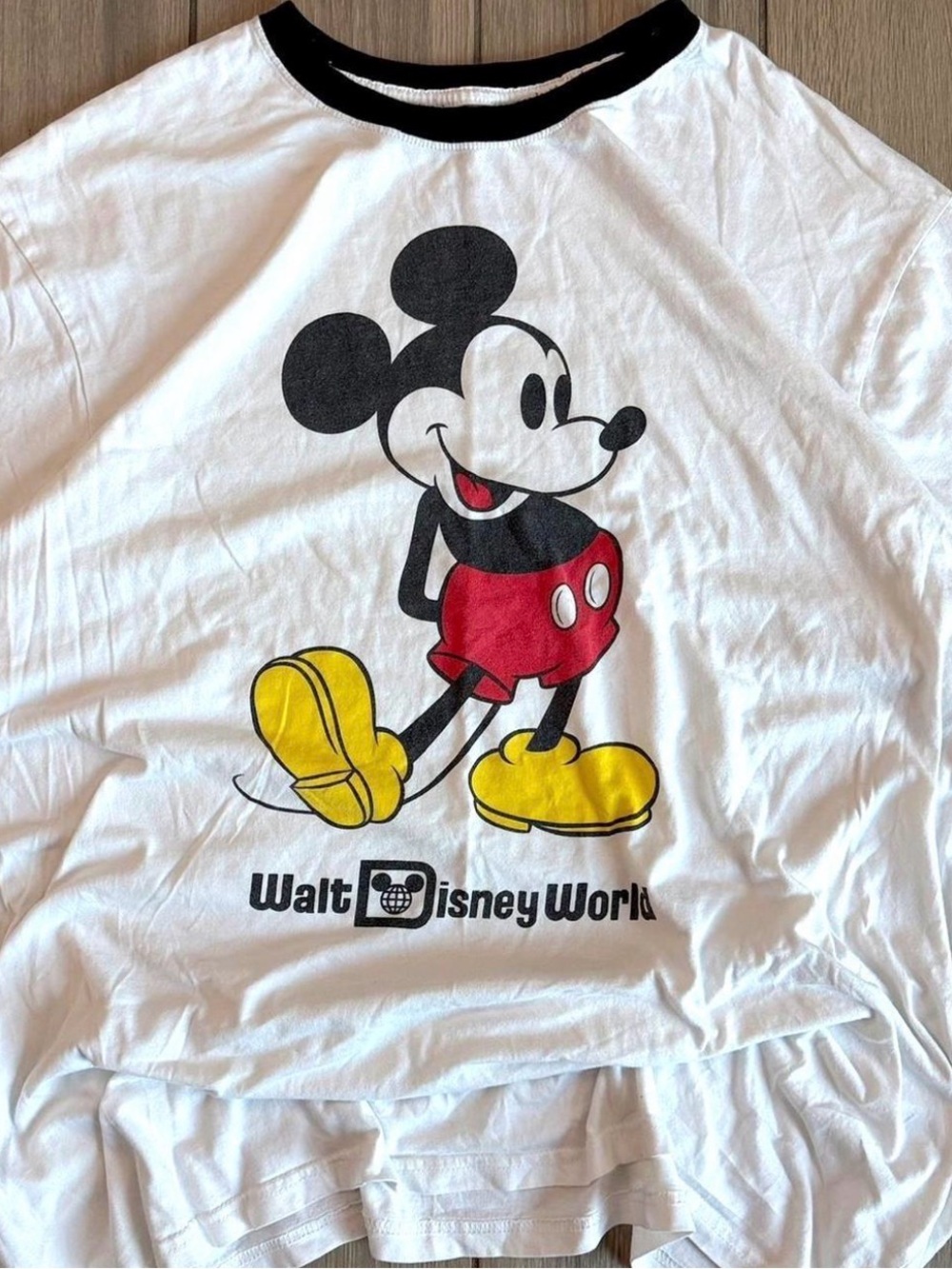 Disney White Black Red Yellow Mickey Mouse Short Sleeve Tee
